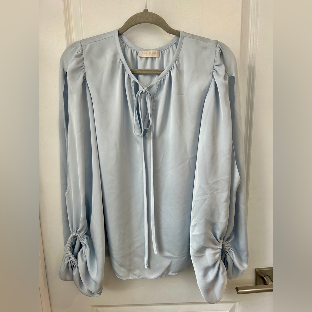 Ramy Brook Light Blue Tie-Neck Blouse size S